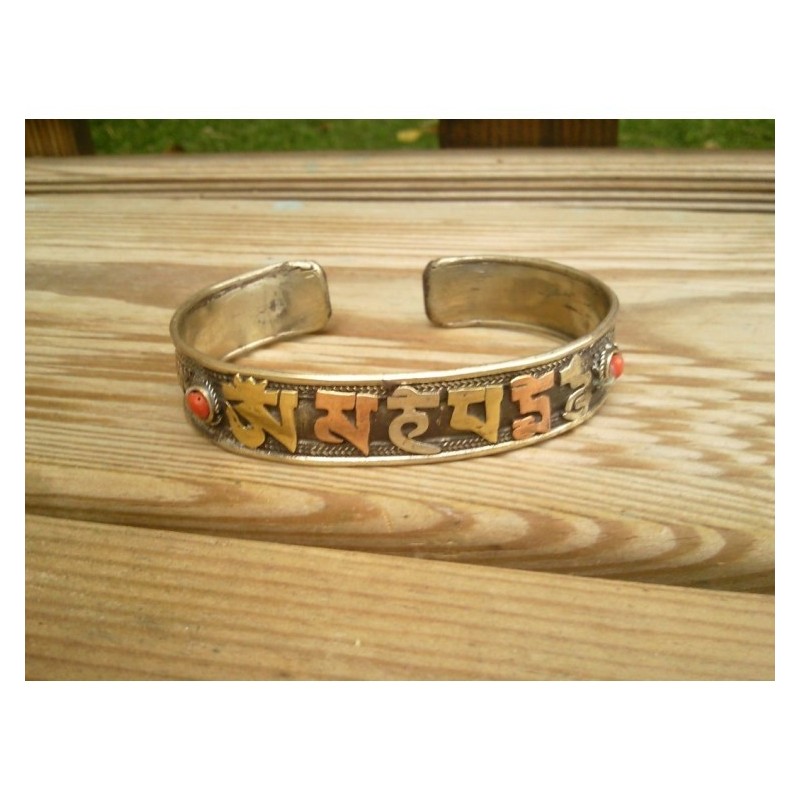 Bracelet Tibétain cuivre Mantra Aum filigrane