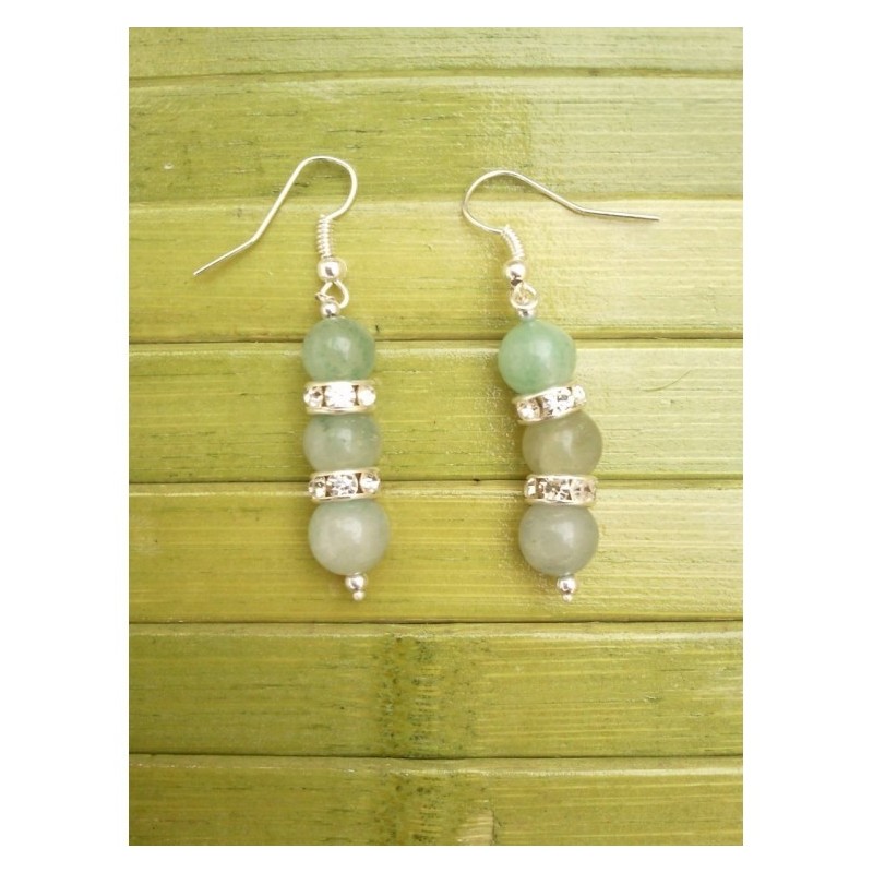 Boucles d'oreilles perles de Aventurine verte