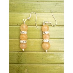 Boucles d'oreilles perles de Jade orange