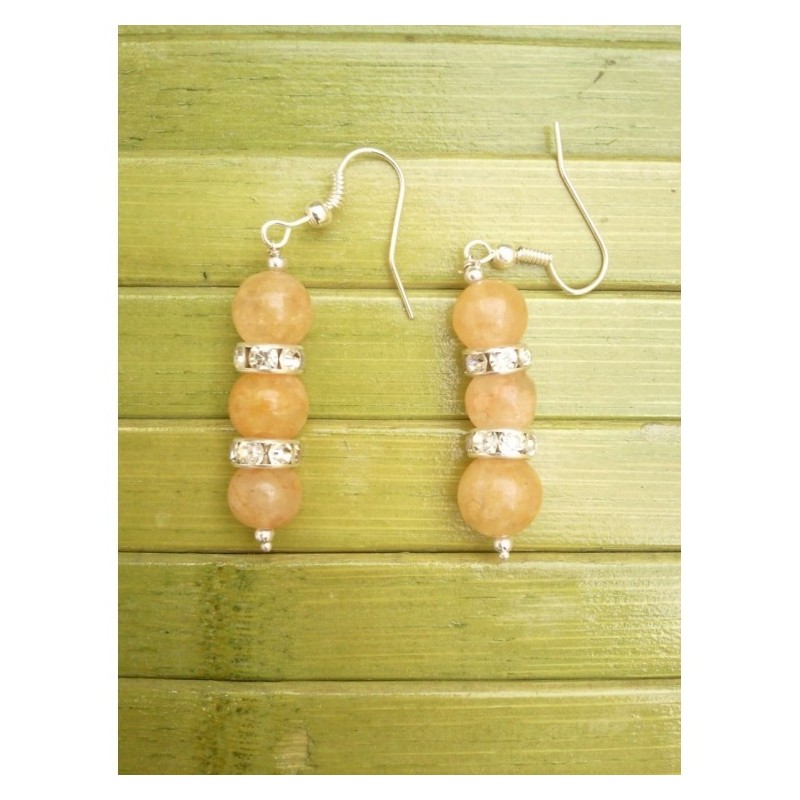 Boucles d'oreilles perles de Jade orange