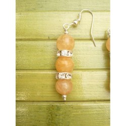 Boucles d'oreilles perles de Jade orange