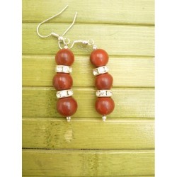 Boucles d'oreilles perles en Jaspe rouge