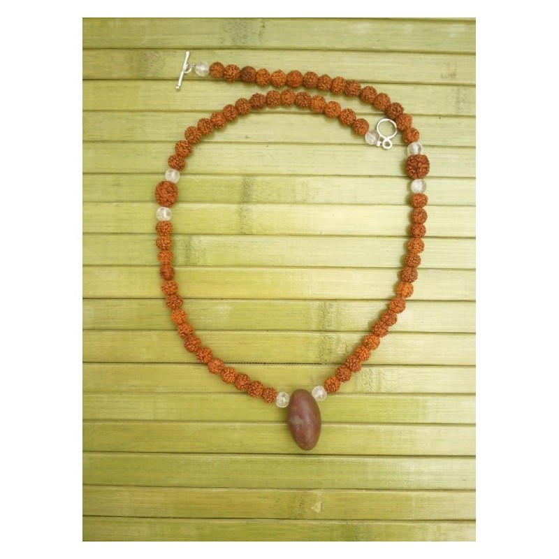 Collier en Rudraksha et shiva Lingam