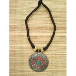 Collier Tibétain Rond en Turquoise