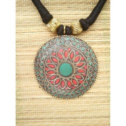 Collier Tibétain Rond en Turquoise