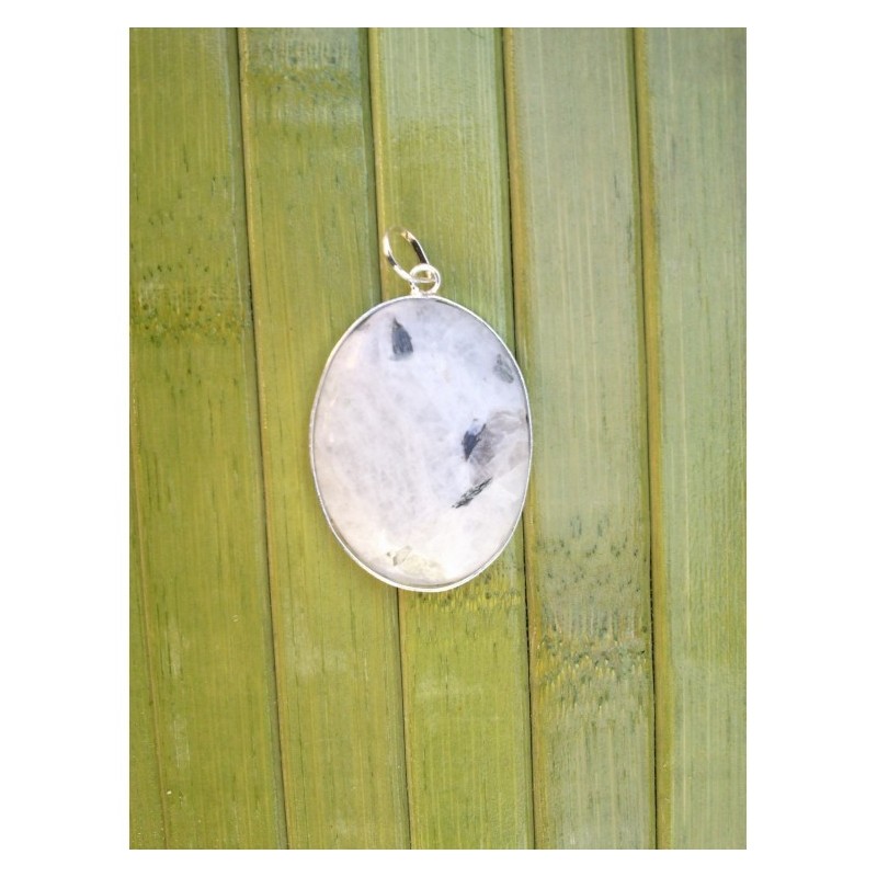 Pendentif en Labradorite blanche ou Pierre de lune rainbow