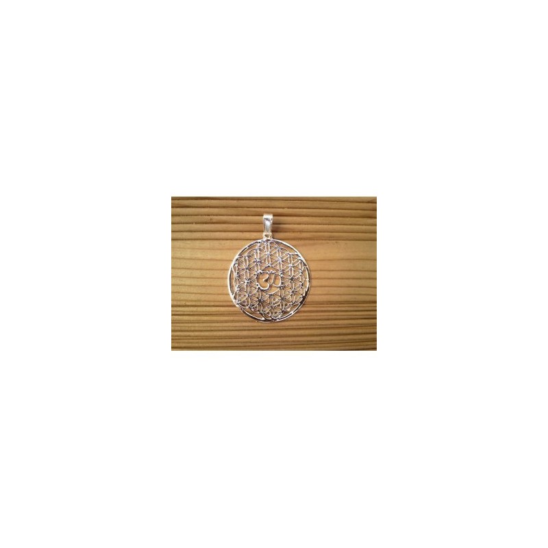 Pendentif Fleur de vie argenté Aum