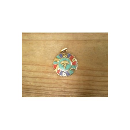 Pendentif Tibétain Yeux de Bouddha Turquoise