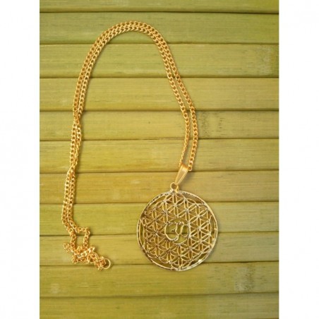 Pendentif Fleur de vie avec Aum + chaine