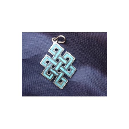 Pendentif Tibétain Symbole Infini Turquoise Endless