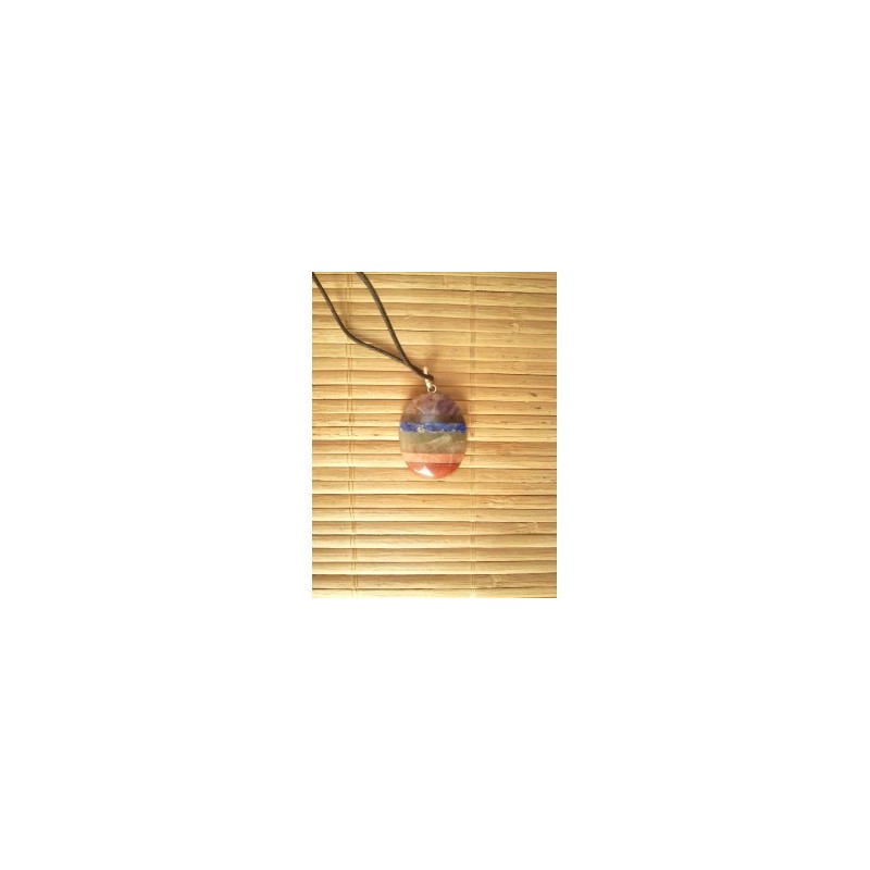 Pendentif  ovale Chakra 7 pierres