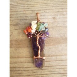 Pendentif Améthyste arbre de vie chakra