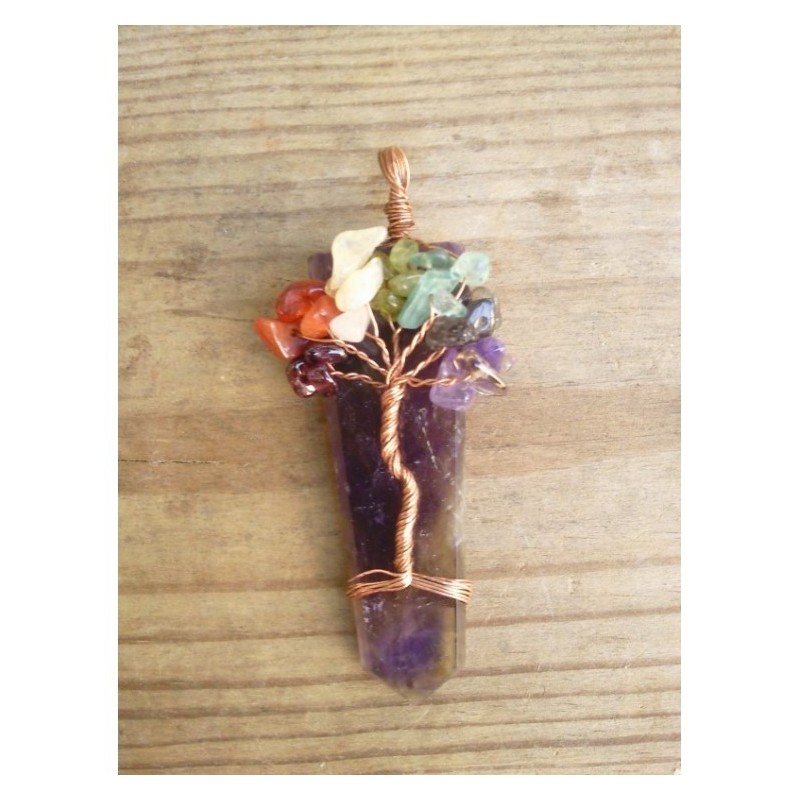 Pendentif Améthyste arbre de vie chakra