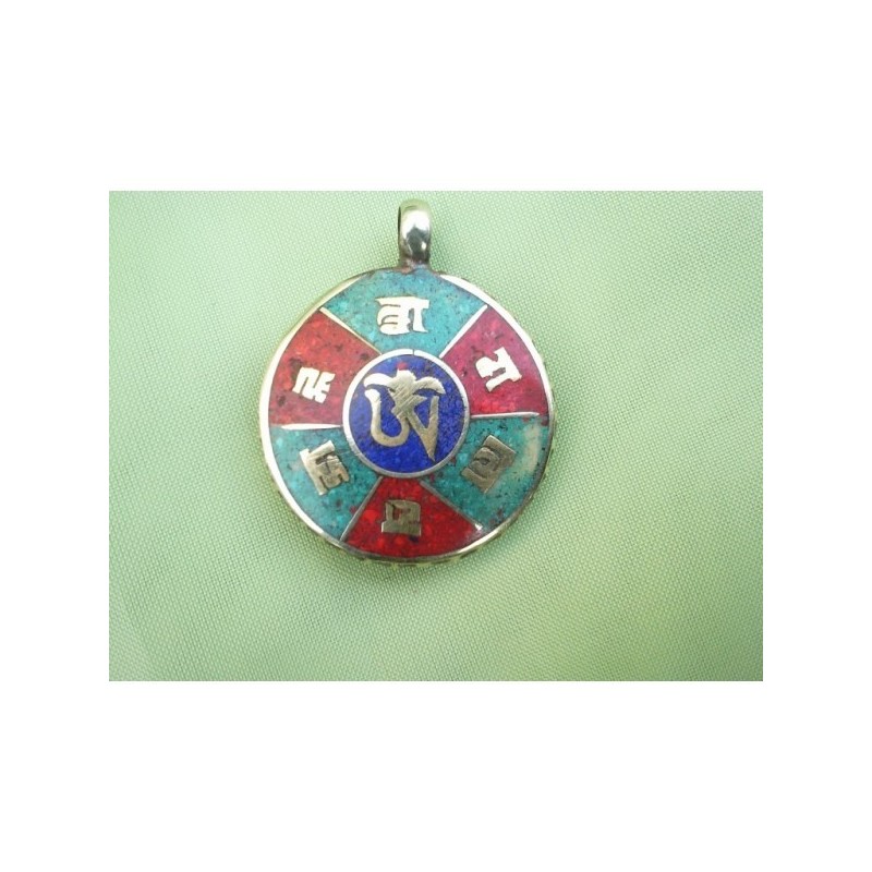 PENDENTIF TIBÉTAIN OM TURQUOISE