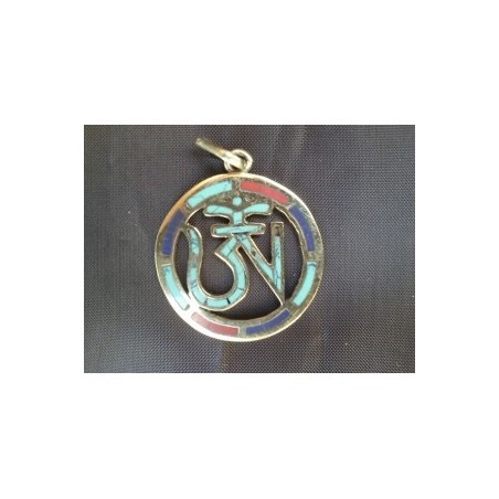 Pendentif Tibétain Aum Rond multicolor