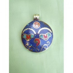 Pendentif Tibétain Yeux de Bouddha Lapis