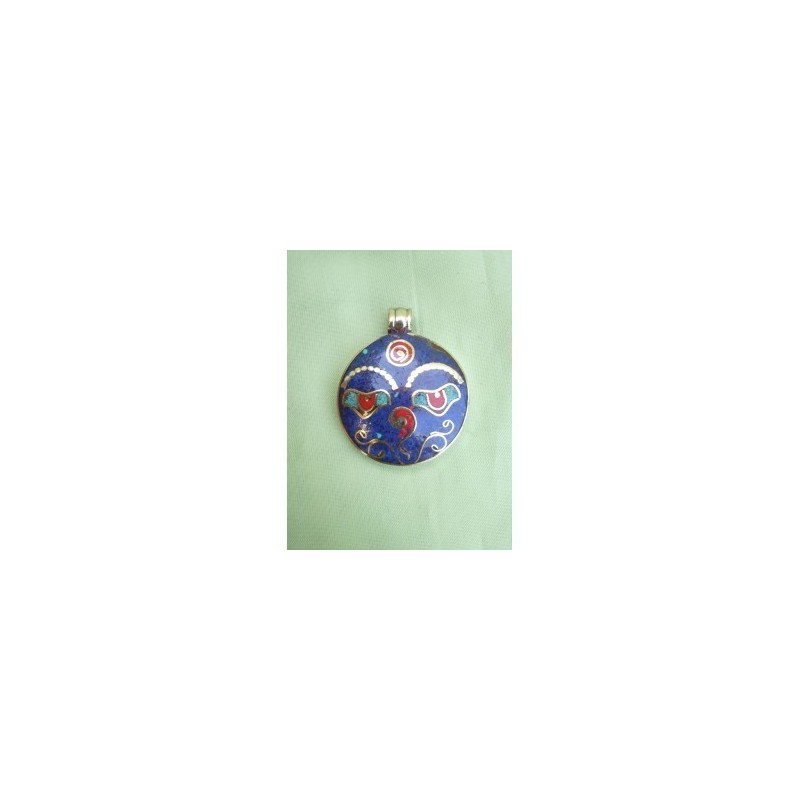 Pendentif Tibétain Yeux de Bouddha Lapis