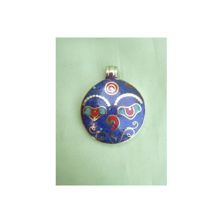 Pendentif Tibétain Yeux de Bouddha Lapis