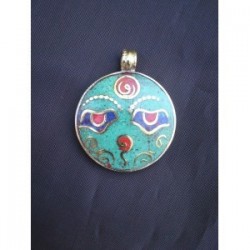 Pendentif Tibétain Yeux de Bouddha Aum