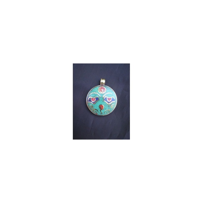 Pendentif Tibétain Yeux de Bouddha Aum