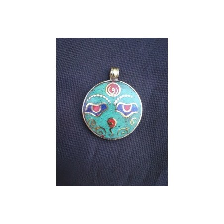 Pendentif Tibétain Yeux de Bouddha Aum