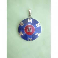 Pendentif Tibétain Om Lapis lazuli + Corail