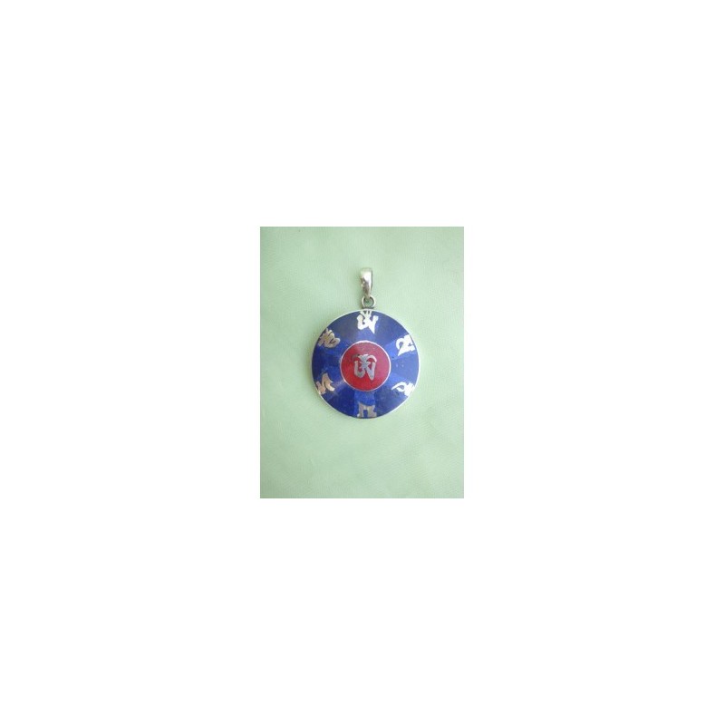 Pendentif Tibétain Om Lapis lazuli + Corail