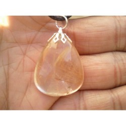 Pendentif goutte en Quartz rutile doré