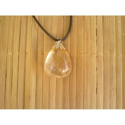 Pendentif goutte en Quartz rutile doré