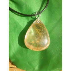 Pendentif goutte en Quartz rutile doré