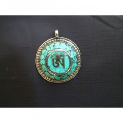 Pendentif Tibétain Om Mani Padme Hum Turquoise