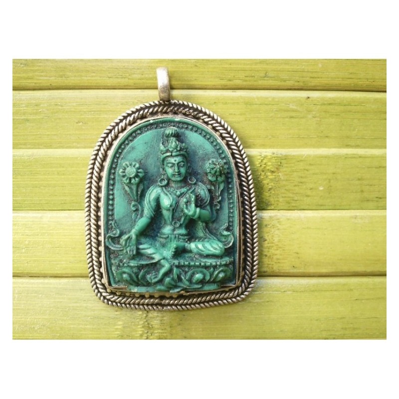 Pendentif  amulette Tibétain Tara Verte