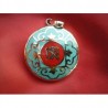 Pendentif Tibétain Aum turquoise + corail