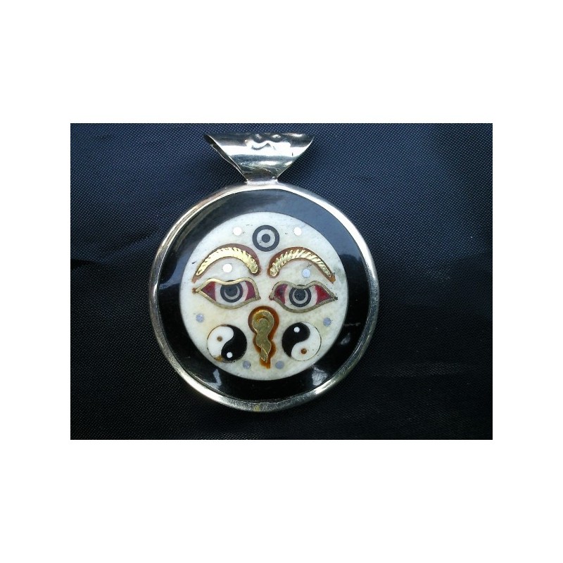 Pendentif Tibétain Yeux de Bouddha Aum