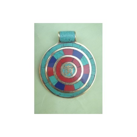 Pendentif Tibétain Aum multicolor