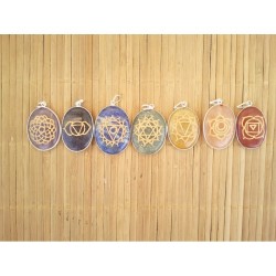 Lot de 7 pendentifs ovales pour chakras