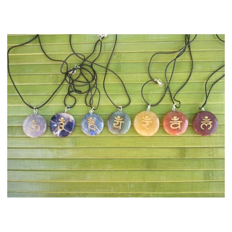 set de 7 pendentifs gravés pour chakras