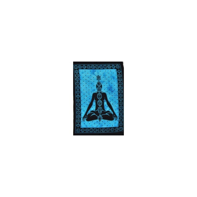Batik yoga chakra 110x75cm Bleu