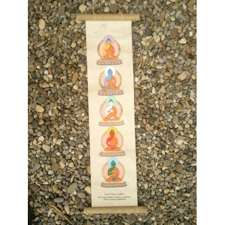 Affiche en Lokta avec les 5 Dhyani Bouddha