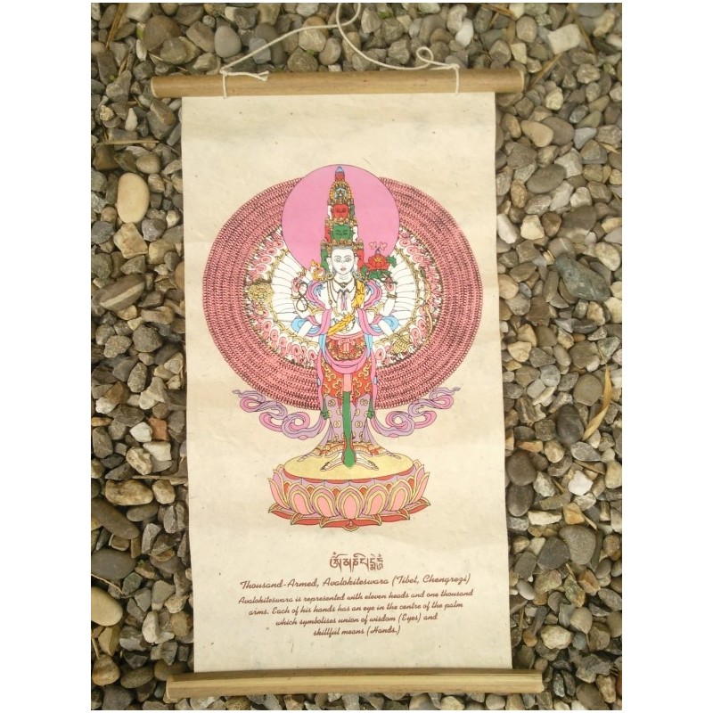 Affiche en Lokta avec Avalokiteshvara