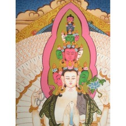 Thangka Bouddha Avalokitesvara Tangka 73x45cm ou Chenrezig mille bras