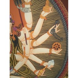 Thangka Bouddha Maha Cundi 124x68cm ou Chenrezig 18 bras