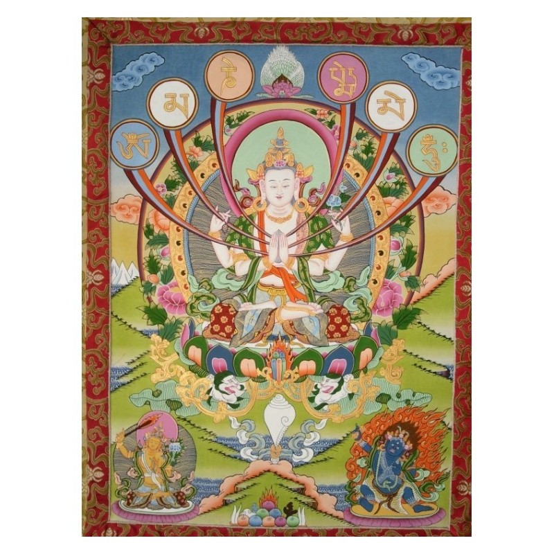 Thangka bouddha Chenrezig Tangka Tchenrezi