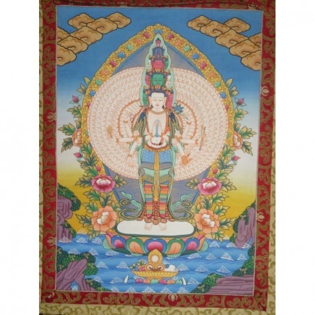 Thangka Bouddha Avalokiteshvara Tangka 120x69cm ou Chenrezig mille bras