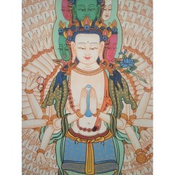 Thangka Bouddha Avalokiteshvara Tangka 120x69cm ou Chenrezig mille bras