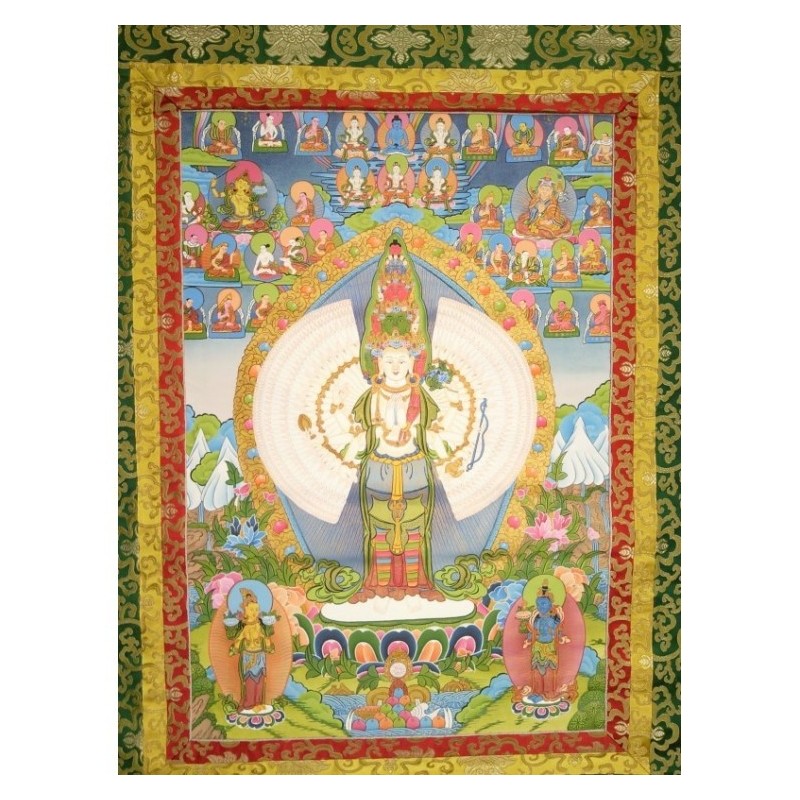 Thangka Bouddha Avalokiteshvara Tangka 137x78cm ou Chenrezig mille bras