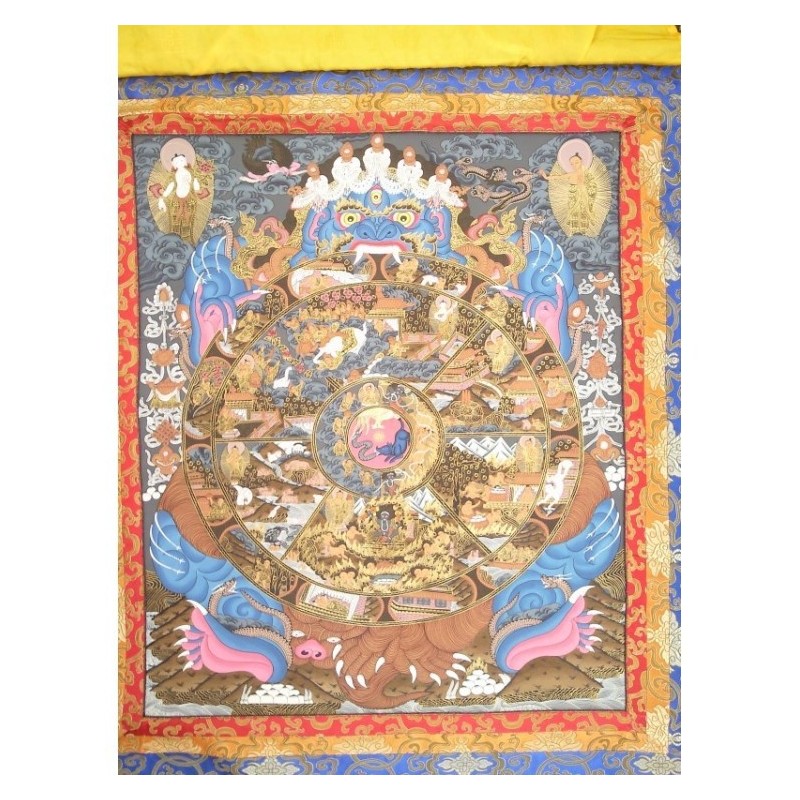 Thangka Roue de Vie 123x82cm Tangka Wheel of life