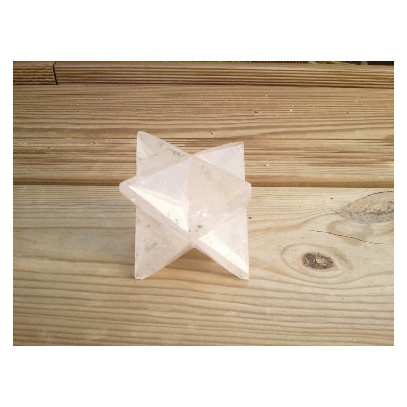 Etoile Merkaba en cristal de roche  51mm