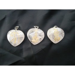 Set 3 pendentifs pierres Reiki en quartz rose