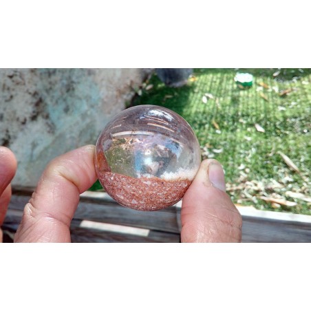 Sphère en Lodolite ou Quartz Chaman (Garden) 47.3mm 134grs